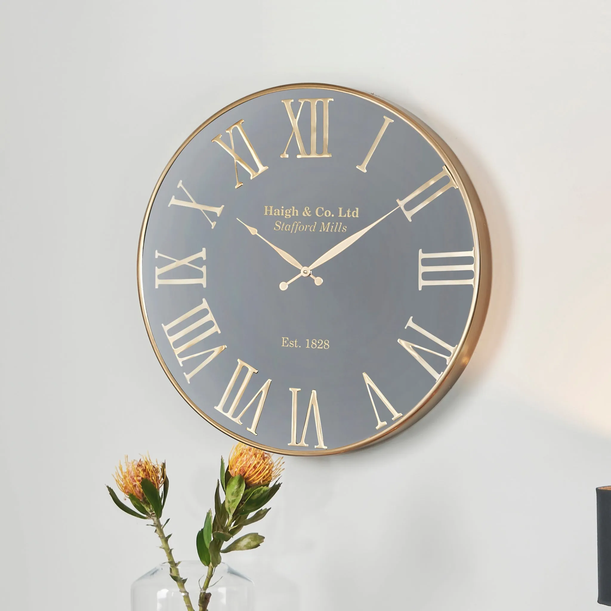 Antique Gold and Black Metal Wall Clock