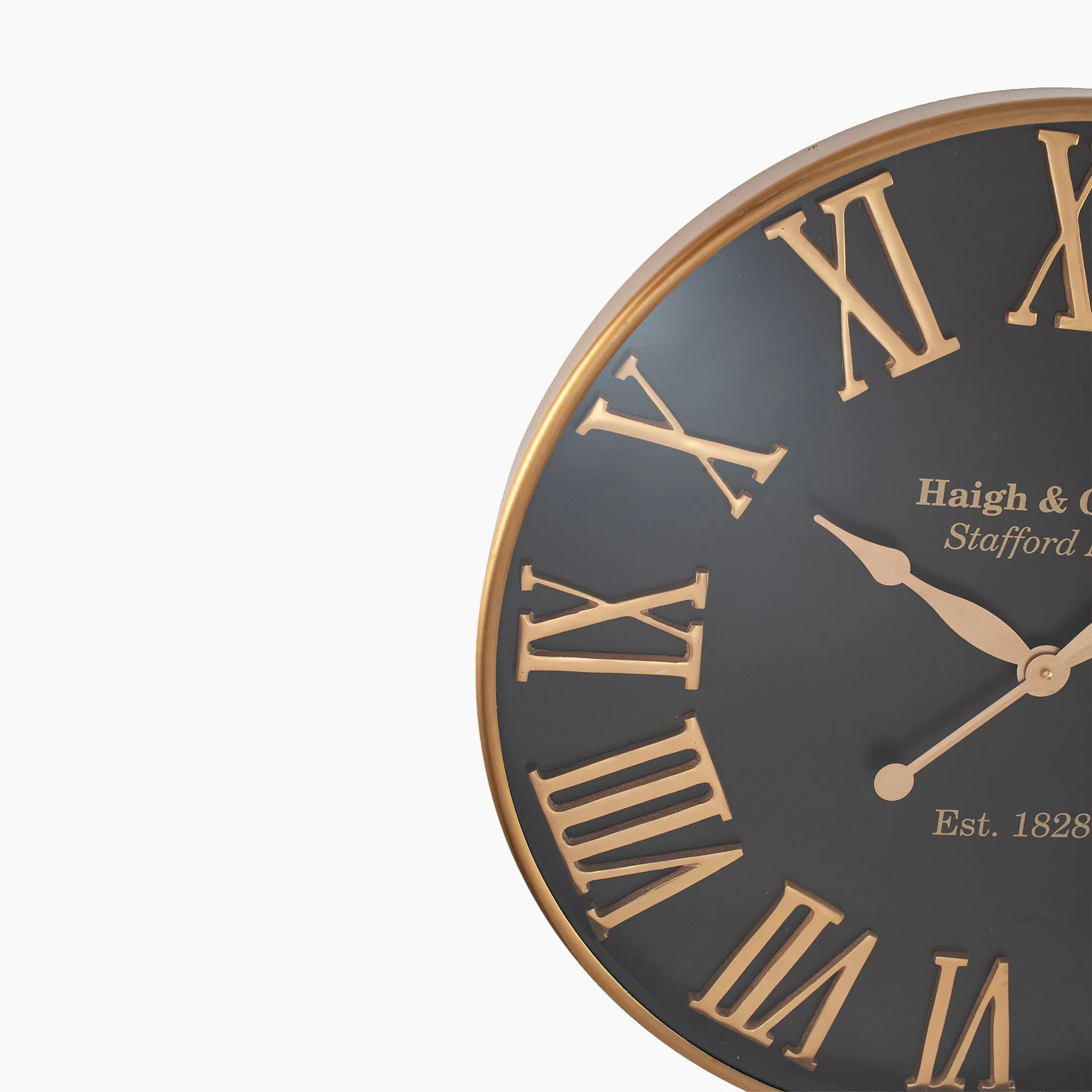 Antique Gold and Black Metal Wall Clock