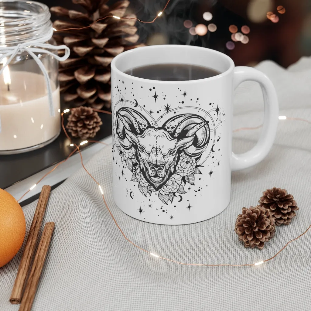 Aries Zodiac Ram Astrology "Renewal" Ceramic Mug 11oz