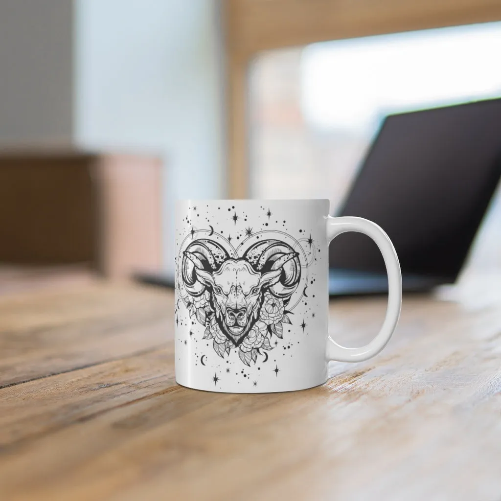 Aries Zodiac Ram Astrology "Renewal" Ceramic Mug 11oz
