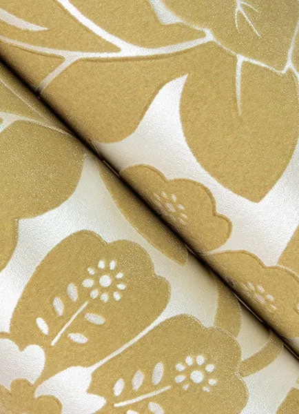 Augusta Butter Flock Damask Wallpaper from Georgia Collection