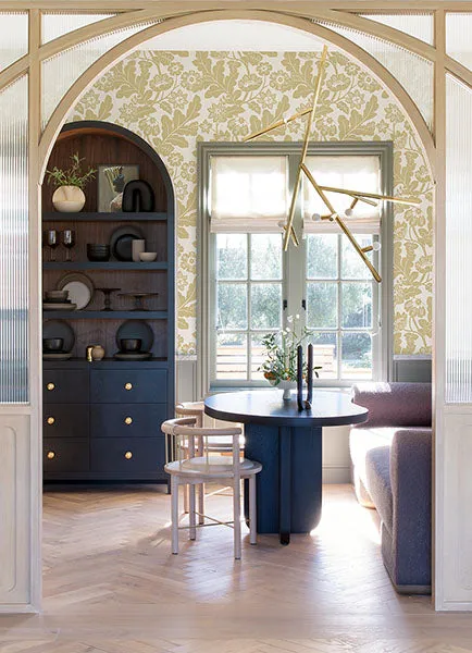 Augusta Butter Flock Damask Wallpaper from Georgia Collection