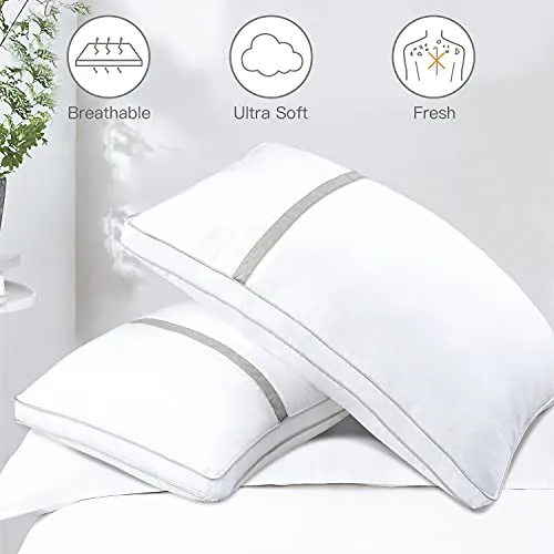 BedStory Pillows for Sleeping 2 Pack, Hotel Quality Bed Pillow King Size, Down Alternative Pillows with Ultra Soft Fiber Fill, Good for Back and Side Sleepers