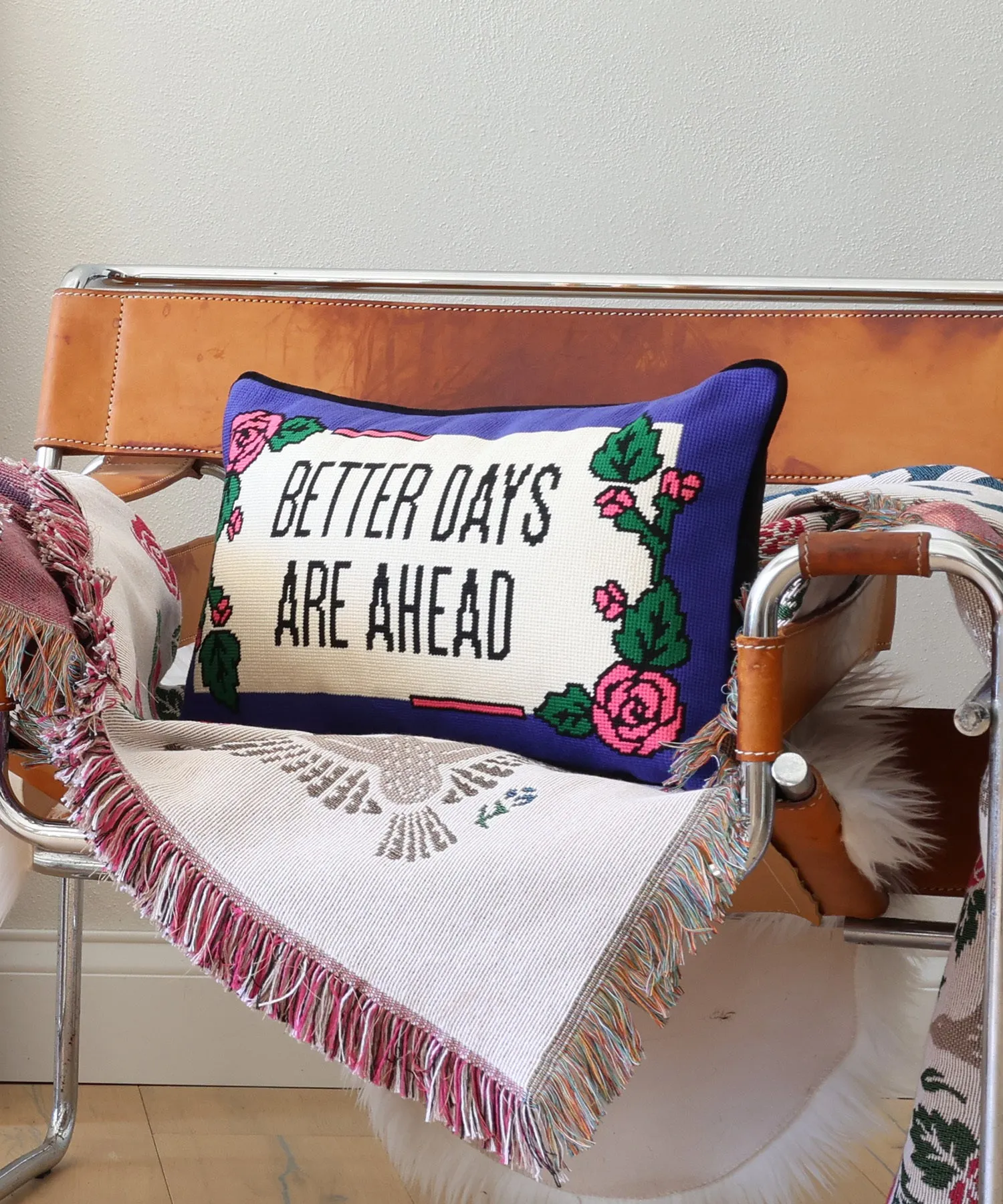 Better Days Needlepoint Pillow