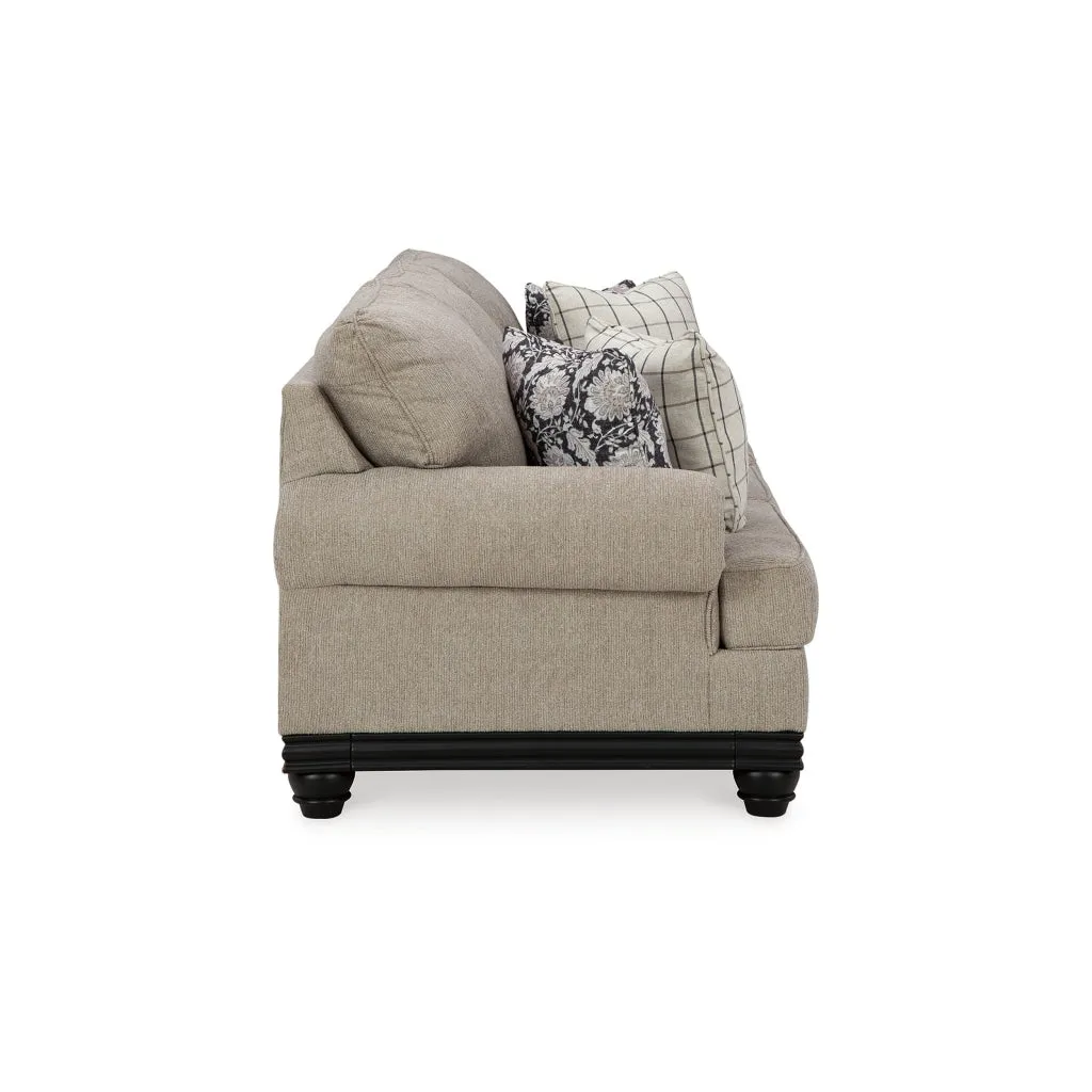 Bian 99 Inch Sofa, Oversized Cushions, 5 Accent Pillows, Taupe Polyester By Casagear Home