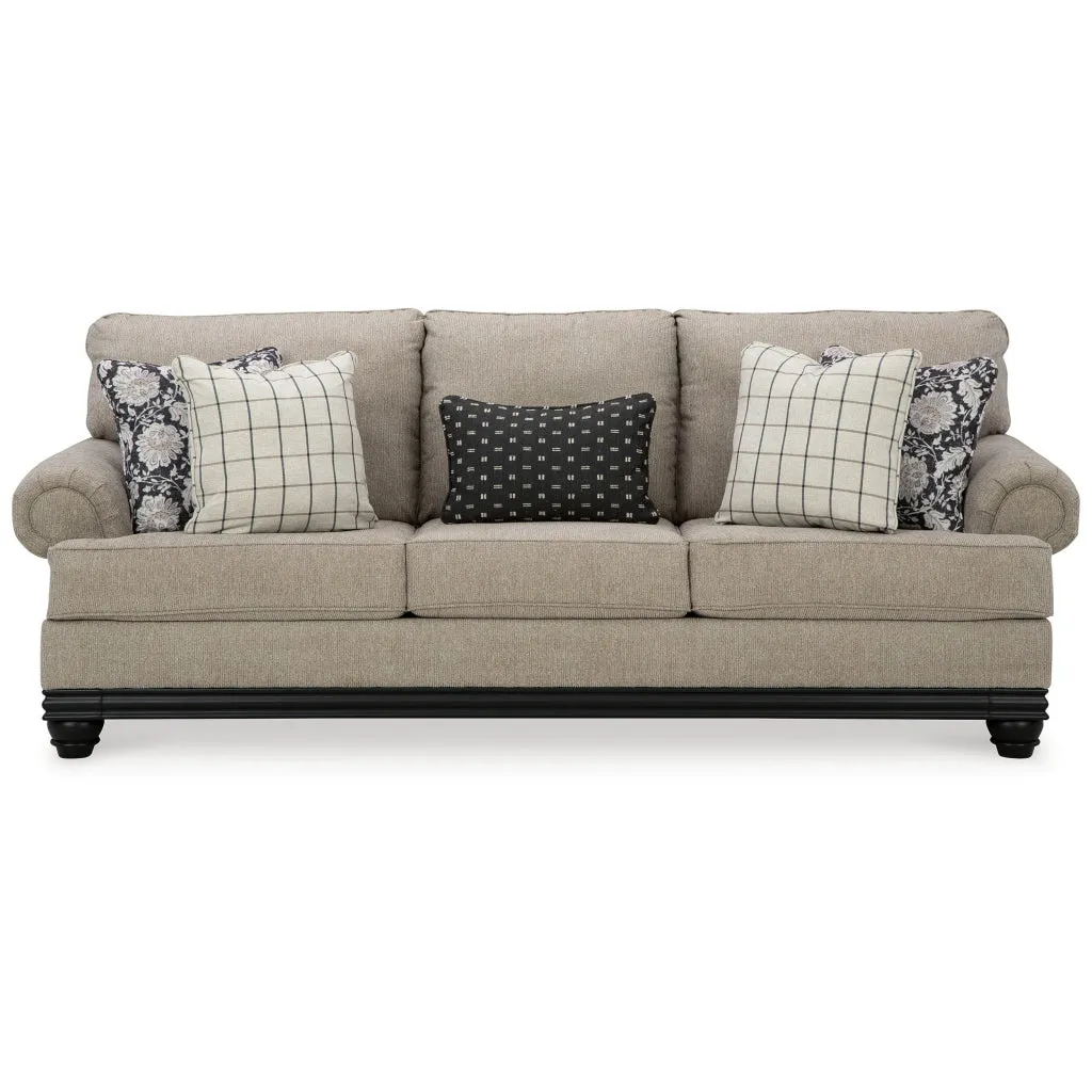 Bian 99 Inch Sofa, Oversized Cushions, 5 Accent Pillows, Taupe Polyester By Casagear Home