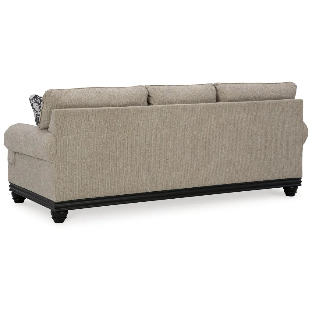 Bian 99 Inch Sofa, Oversized Cushions, 5 Accent Pillows, Taupe Polyester By Casagear Home