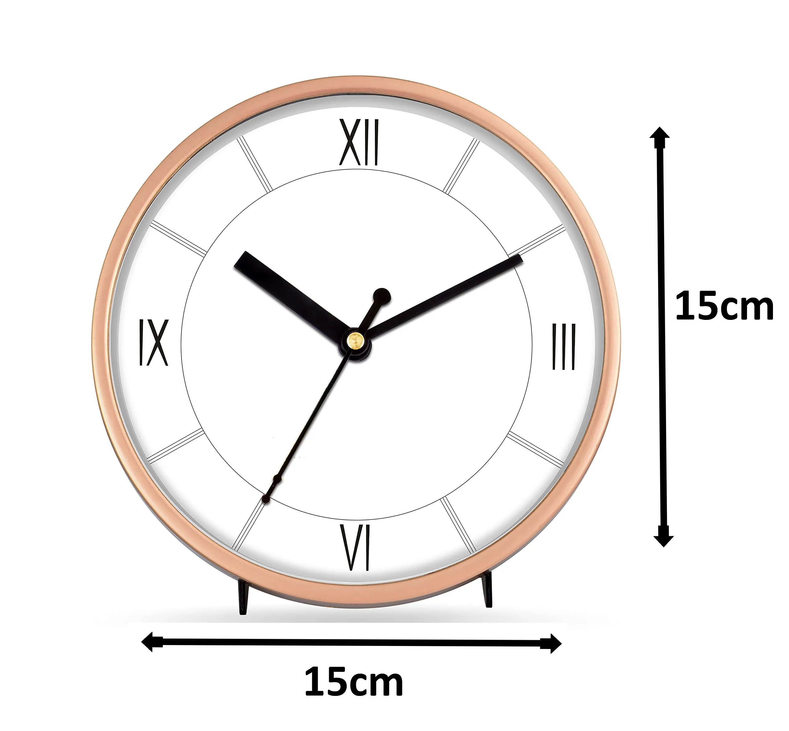 Bigwheels Rose Gold Color Analogue Round Plastic ( 15 X 15 X 5cm) Table Cum Wall Clock with Glass for Home/Kitchen/Bedroom/Office and Gift Purpose