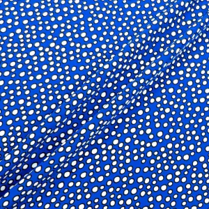 Black & White Spotted Deep Blue Silk Marocain Crêpe