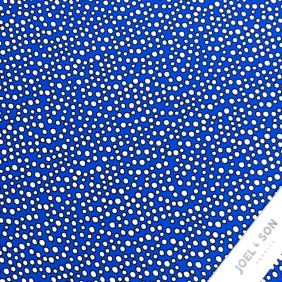 Black & White Spotted Deep Blue Silk Marocain Crêpe