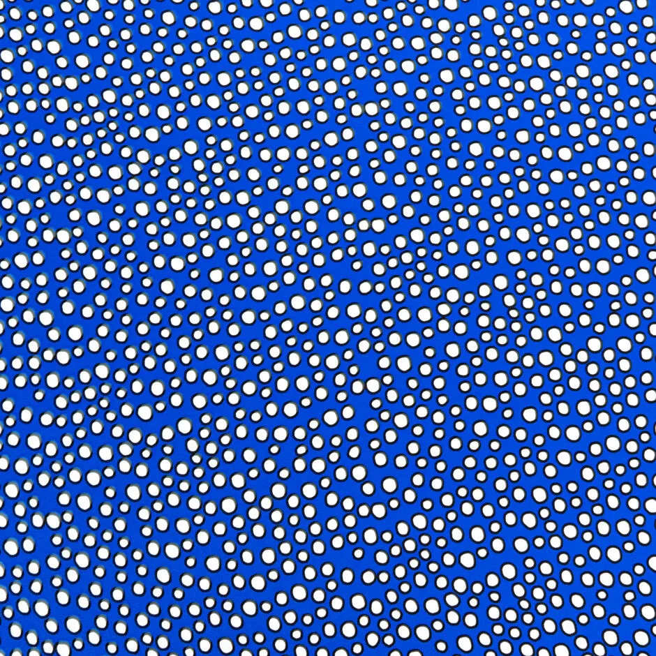Black & White Spotted Deep Blue Silk Marocain Crêpe