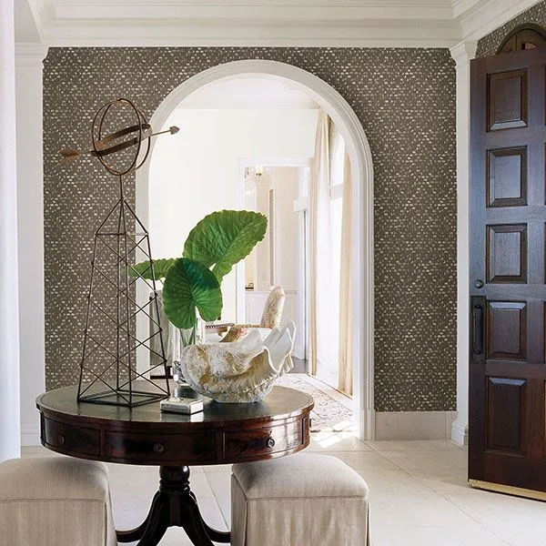 Blissful Harlequin Wallpaper in Brown from the Celadon Collection