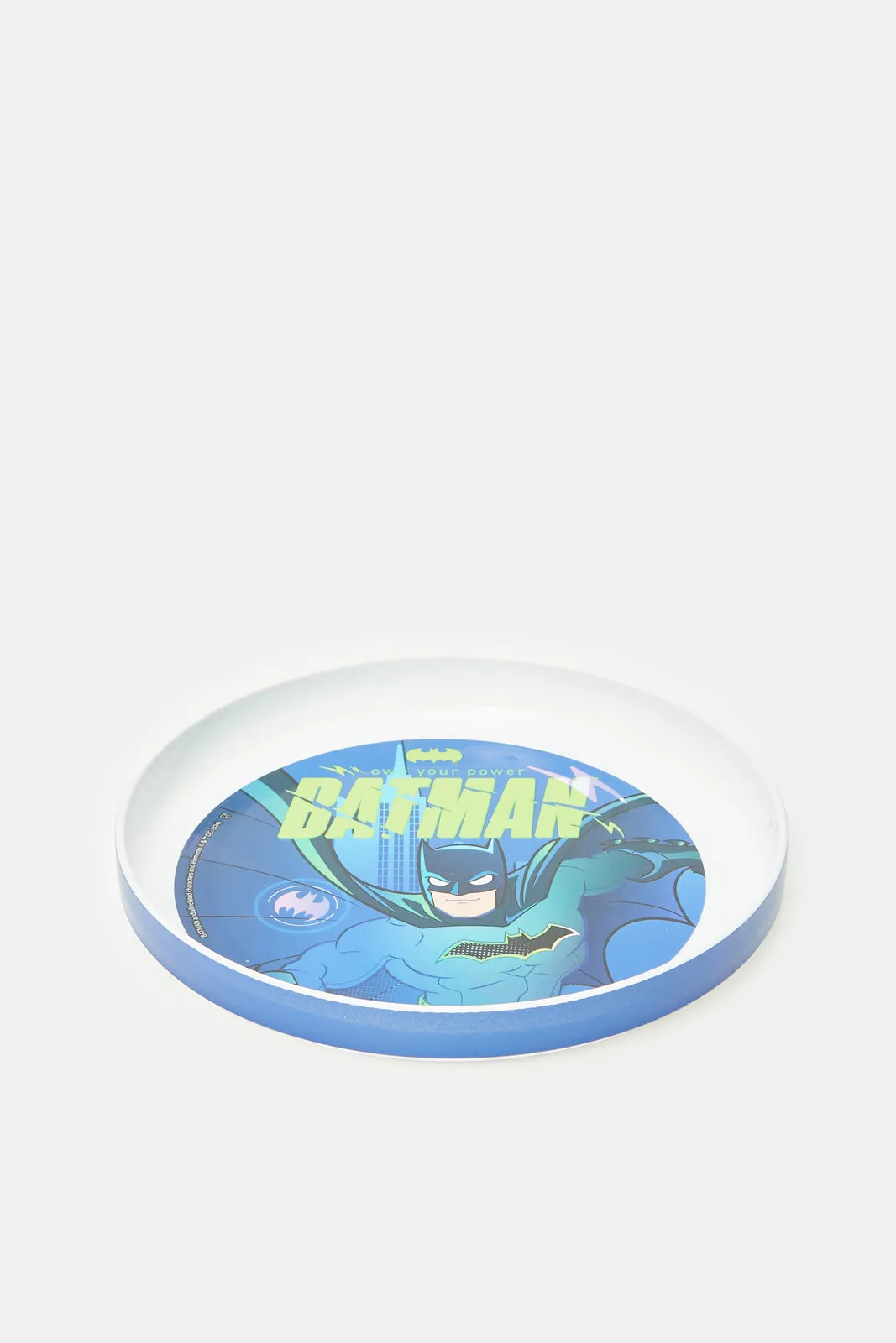 Blue And White Batman Print Breakfast Set (3 Piece)