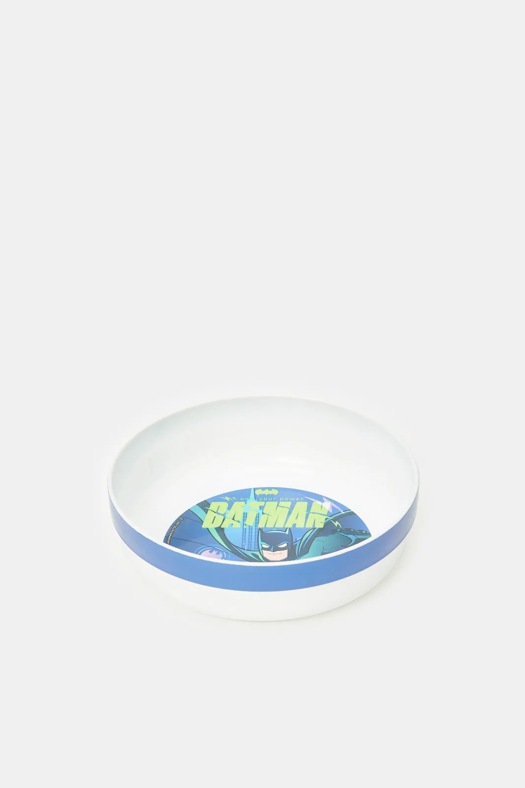 Blue And White Batman Print Breakfast Set (3 Piece)