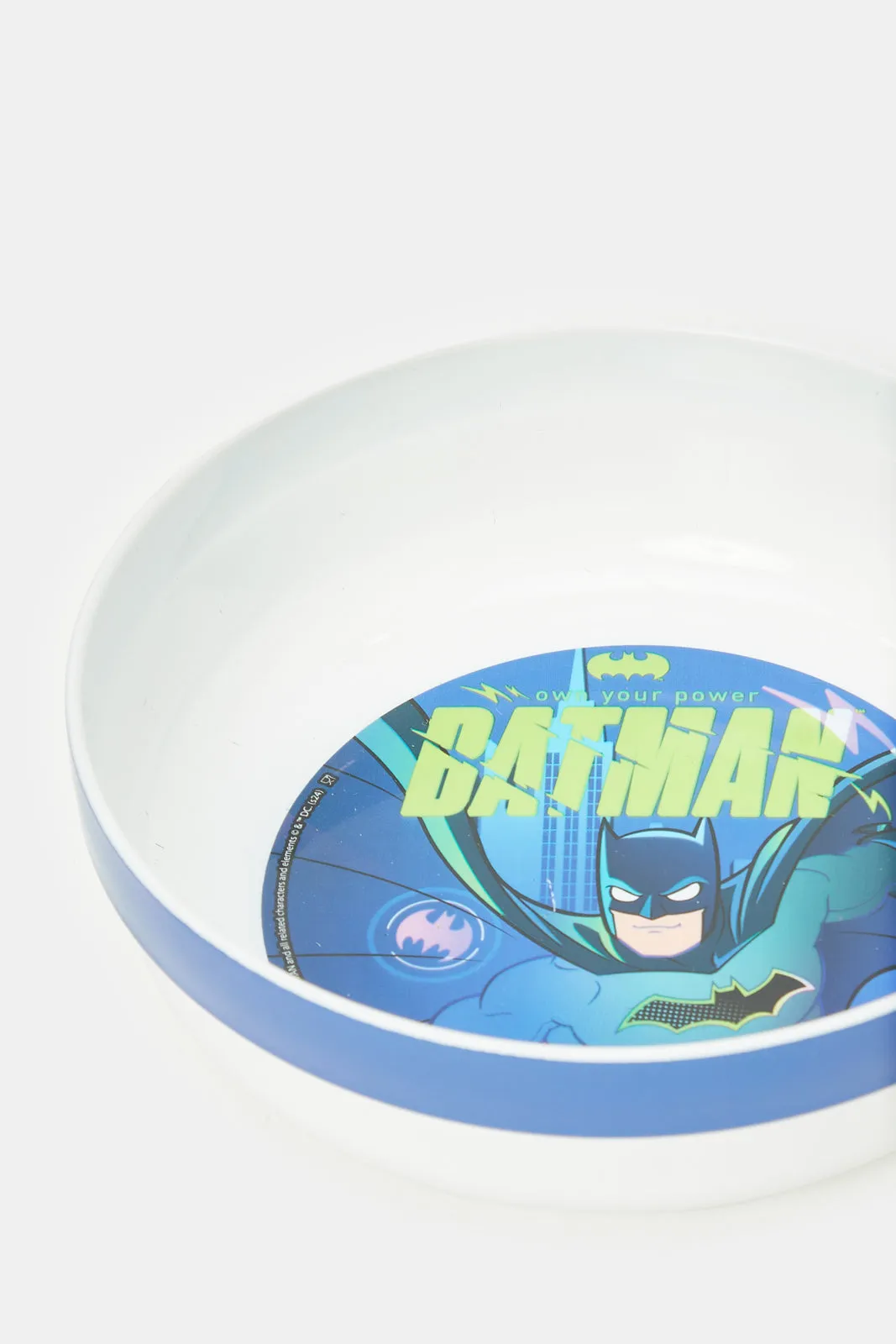Blue And White Batman Print Breakfast Set (3 Piece)