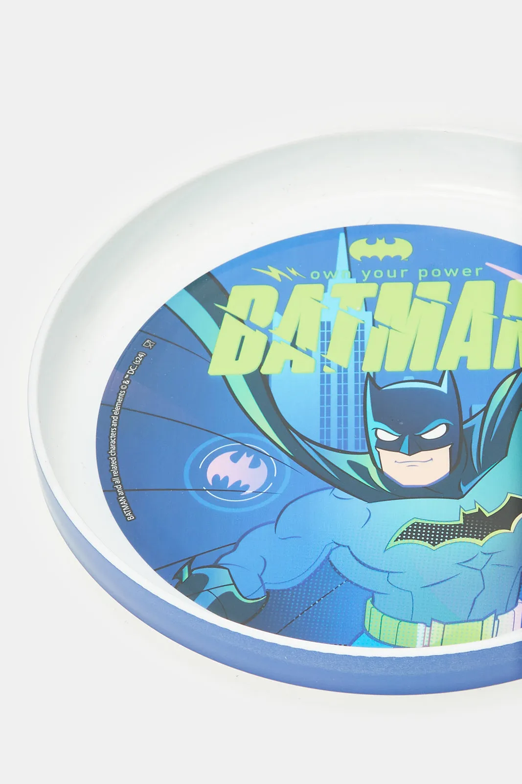 Blue And White Batman Print Breakfast Set (3 Piece)