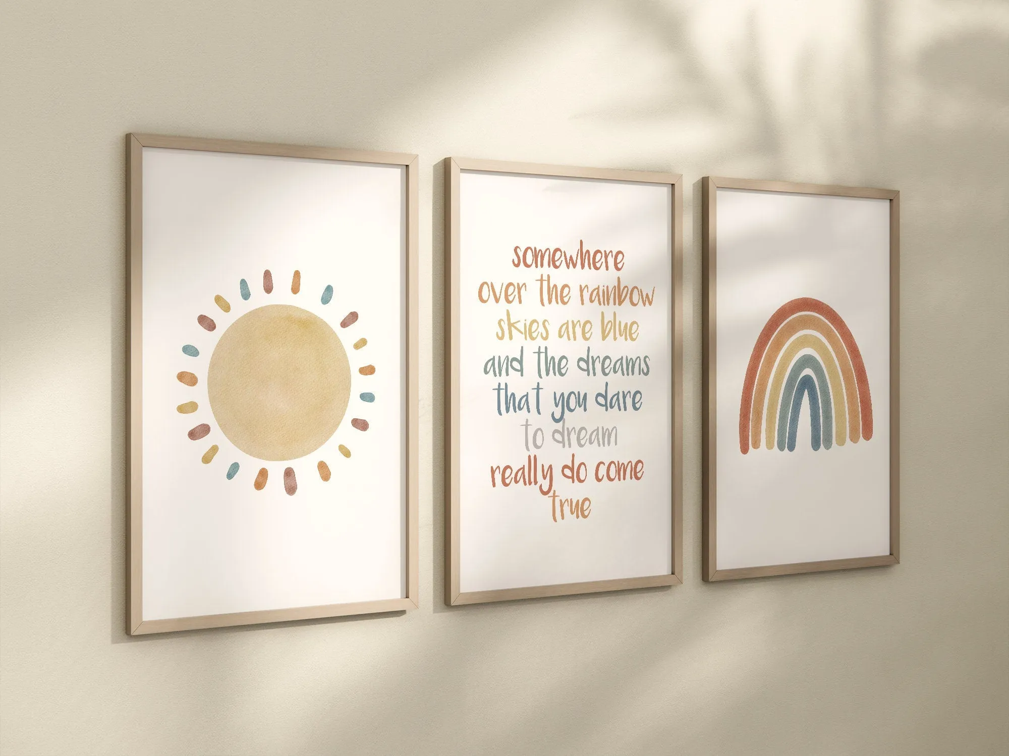 Boho Over the Rainbow, Sun Set of 3 Nursery Art Prints, Weather colorful Nursery Wall Art, Nursery Decor, Play Room, Baby Room Ideas, 007