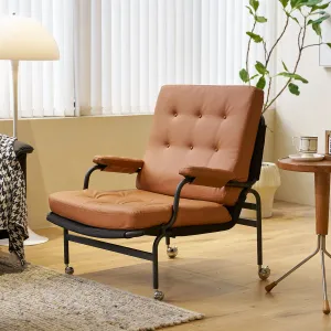 Bonded Leather Armchair, Modern Accent Chair High Back, Living Room Chair With Metal Legs And Soft Padded, Sofa Chairs For Home Office, Bedroom, Dining Room - Light Brown by Couch.com