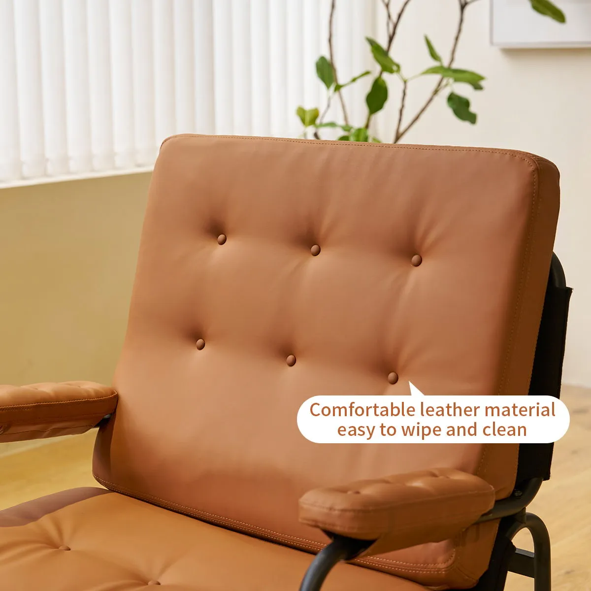 Bonded Leather Armchair, Modern Accent Chair High Back, Living Room Chair With Metal Legs And Soft Padded, Sofa Chairs For Home Office, Bedroom, Dining Room - Light Brown by Couch.com