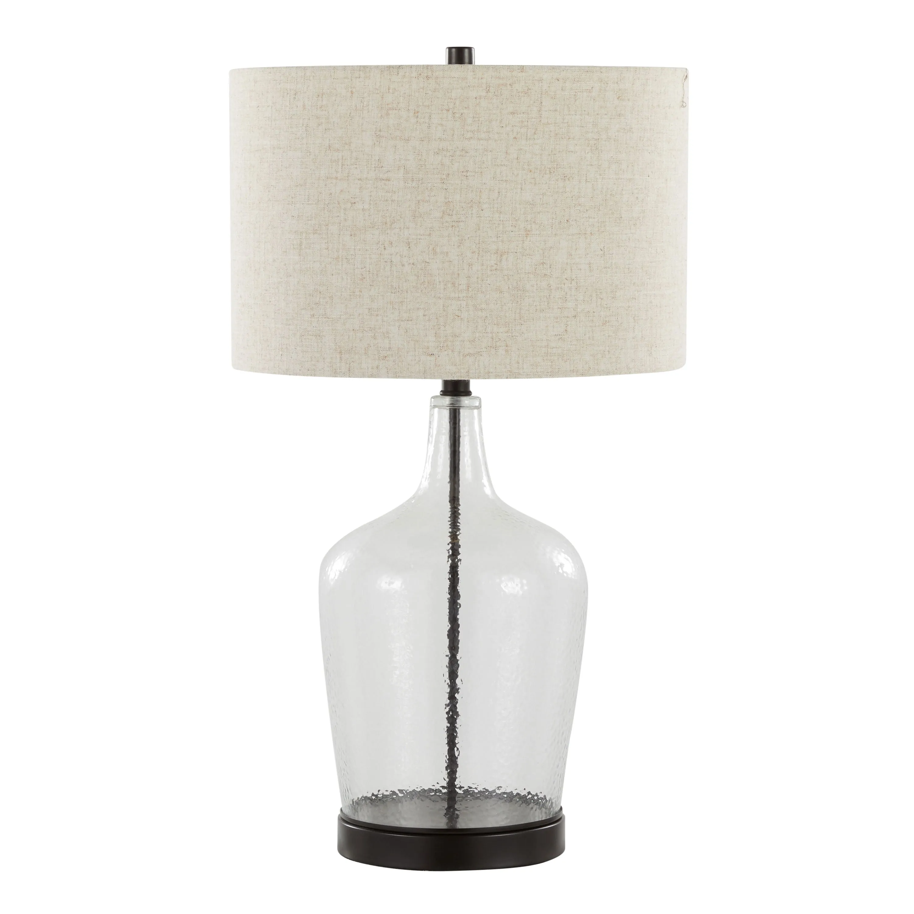 Botella - Contemporary Table Lamp Built In USB Port (Set of 2) - Clear / Oil Bronze / Natural by Couch.com