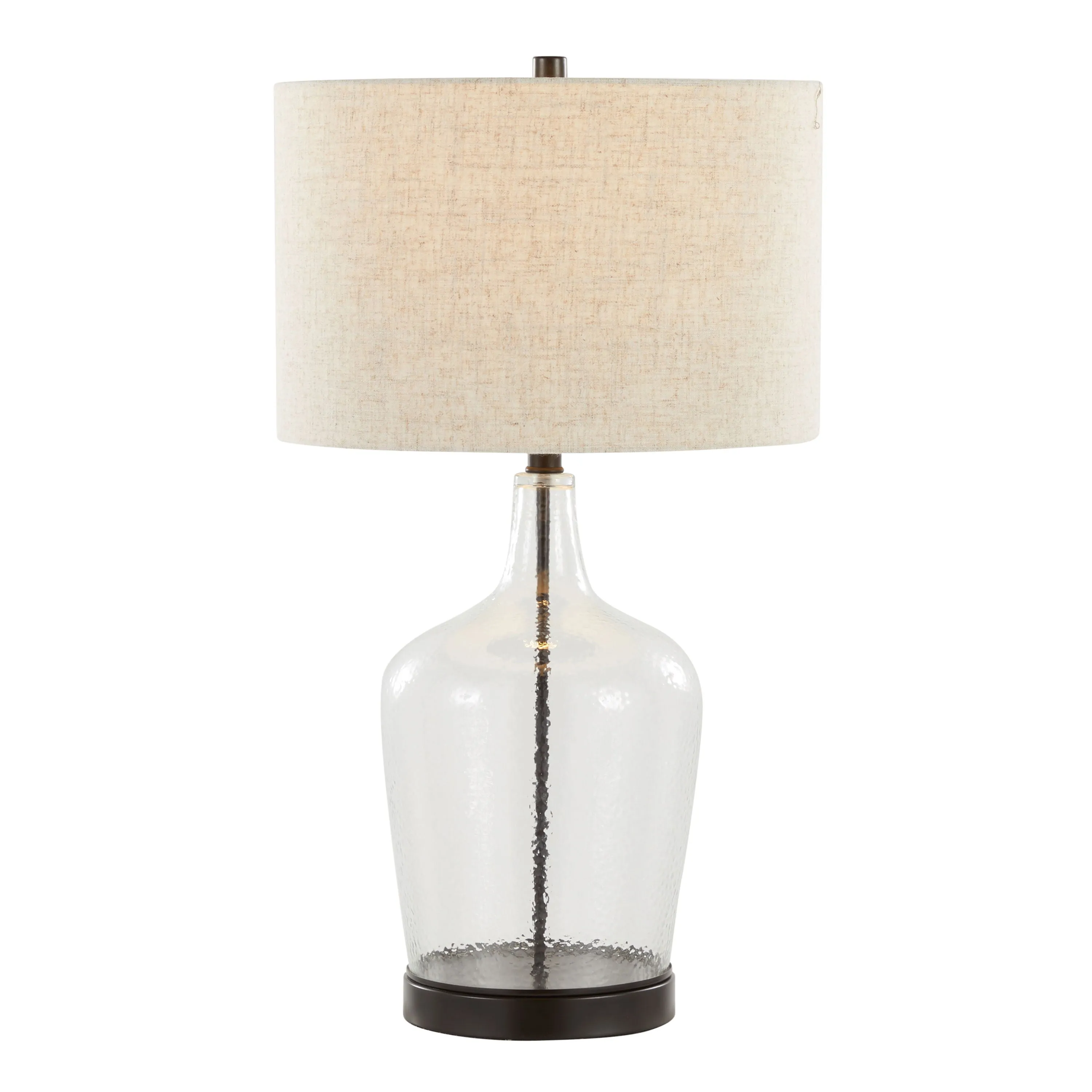 Botella - Contemporary Table Lamp Built In USB Port (Set of 2) - Clear / Oil Bronze / Natural by Couch.com