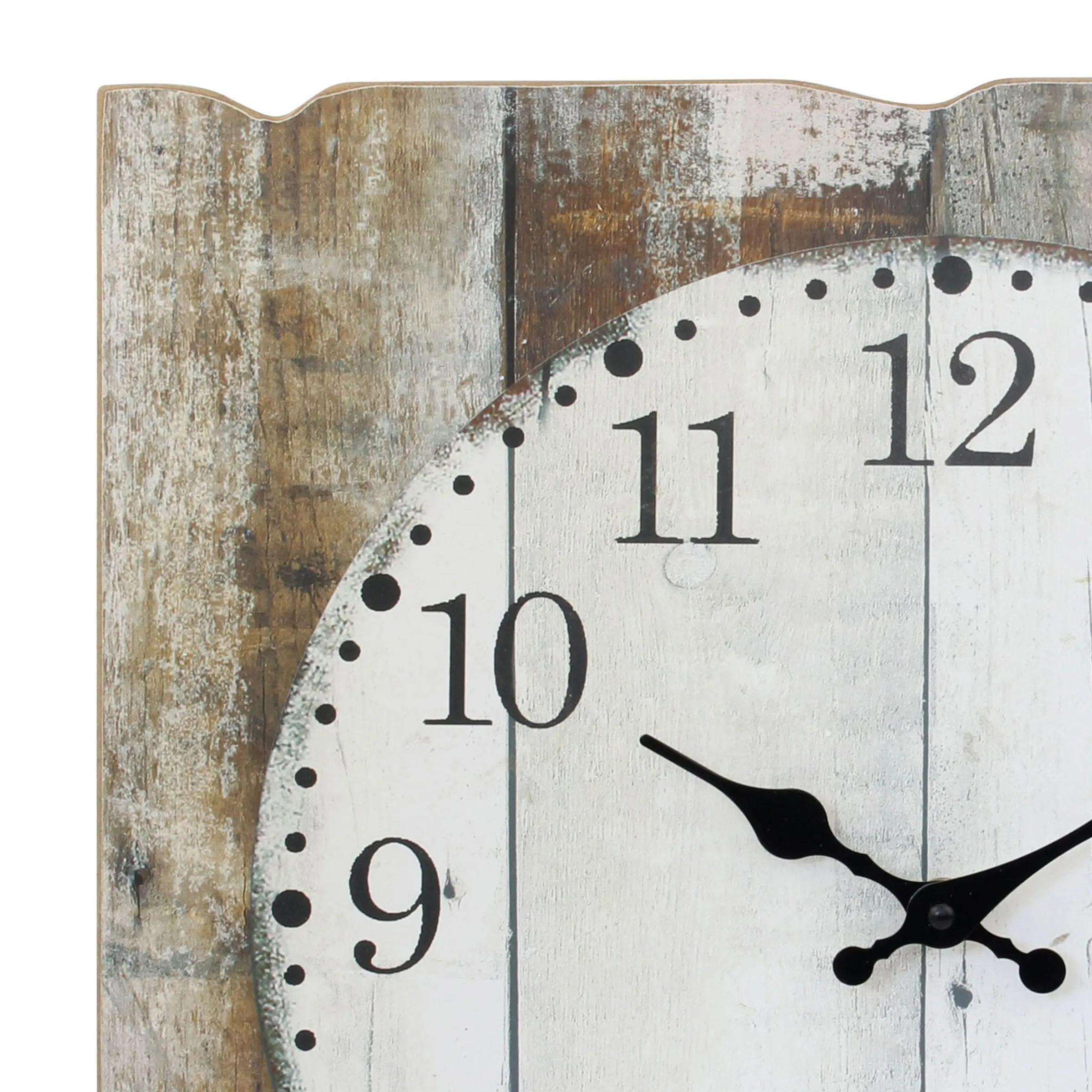 Brown & White Square Rustic Wood Wall Clock - 15 Inch (WS)
