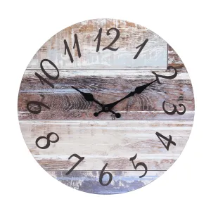 Brown Round Rustic Wall Clock - 14 Inch