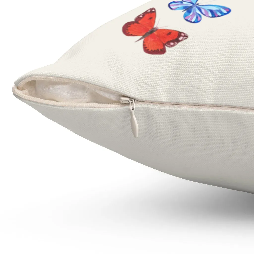 Butterflies in Flight "Natural" Square Pillow (20 X 20)