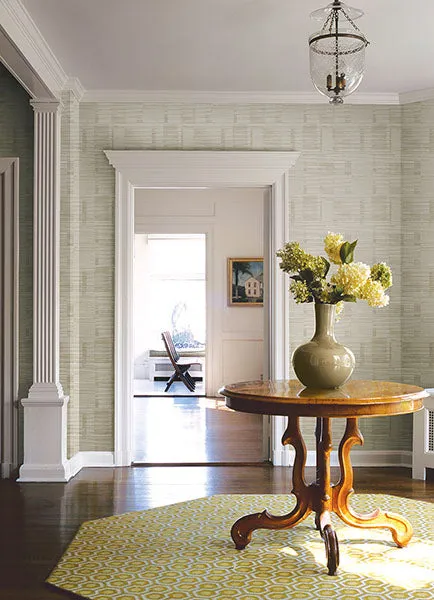 Callaway Beige Woven Stripes Wallpaper from Georgia Collection