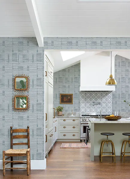 Callaway Denim Woven Stripes Wallpaper from Georgia Collection