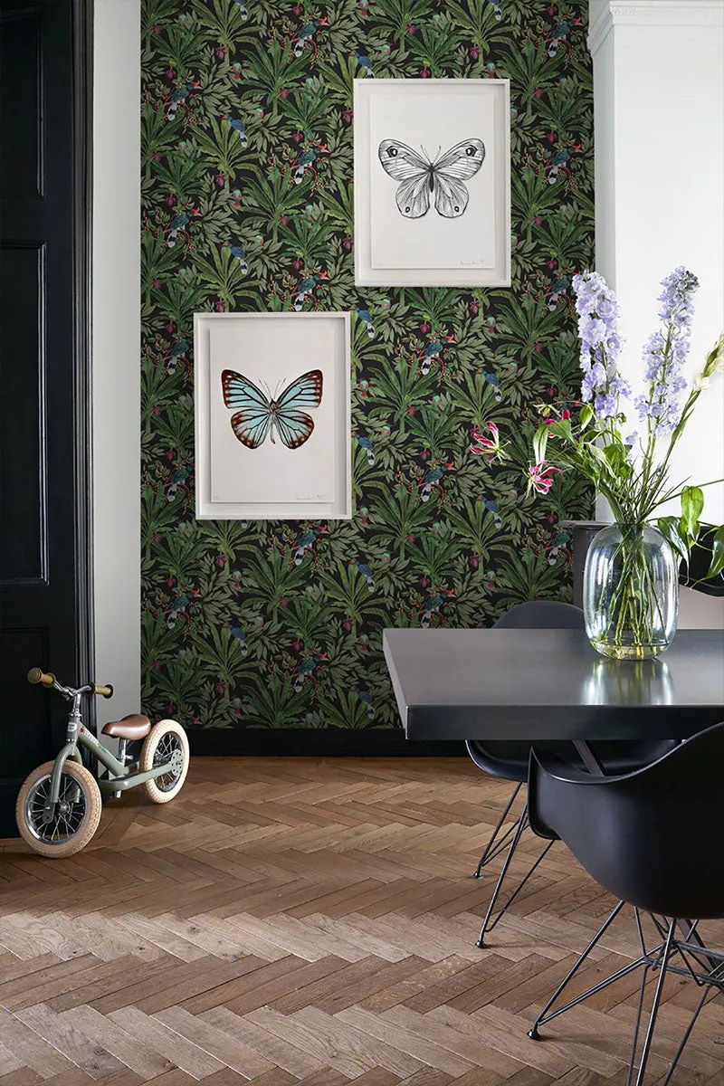 Carola Black Jungle Tropics Wallpaper from Design Department by Brewster