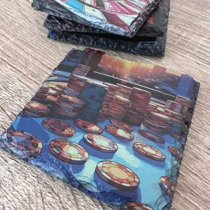 Casino Slate Costers - Casino Chips