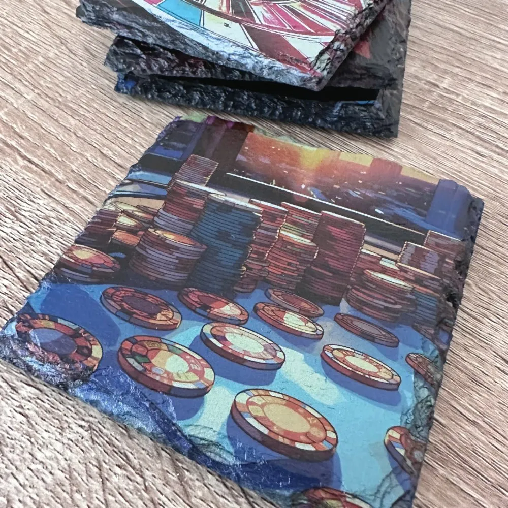 Casino Slate Costers - Casino Chips