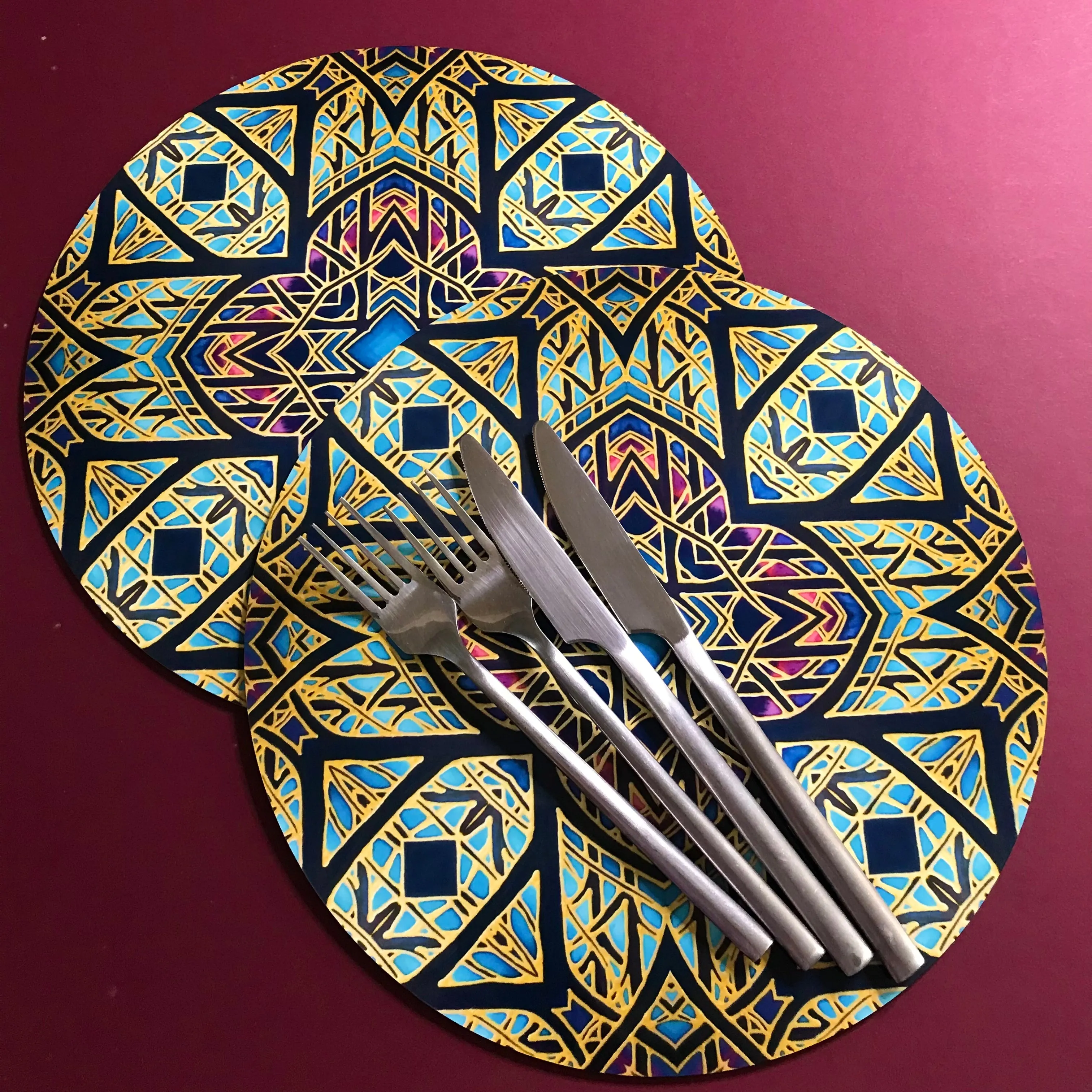 Cathedral Rose Window Round Table Mats & Coasters - Place Mats