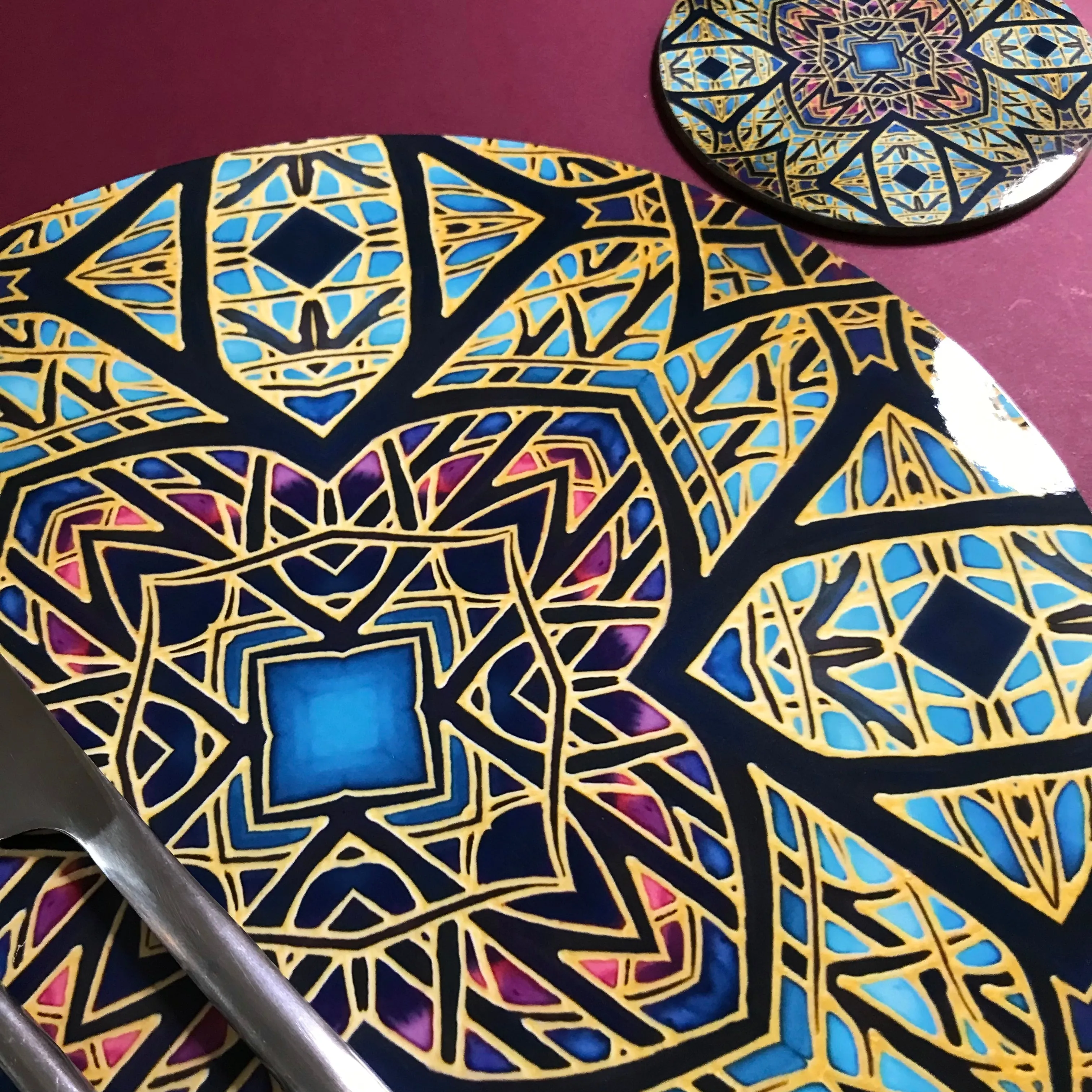 Cathedral Rose Window Round Table Mats & Coasters - Place Mats