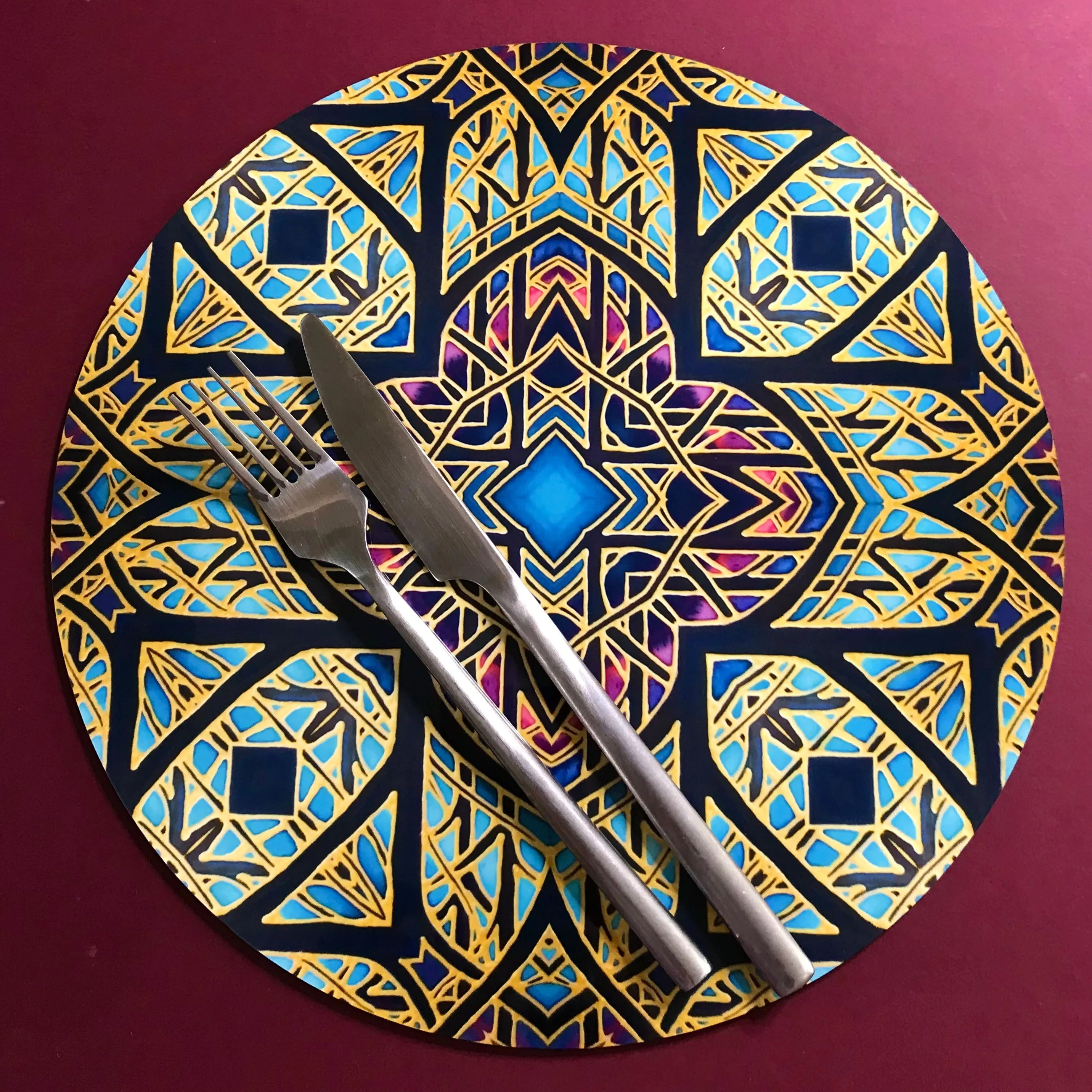 Cathedral Rose Window Round Table Mats & Coasters - Place Mats
