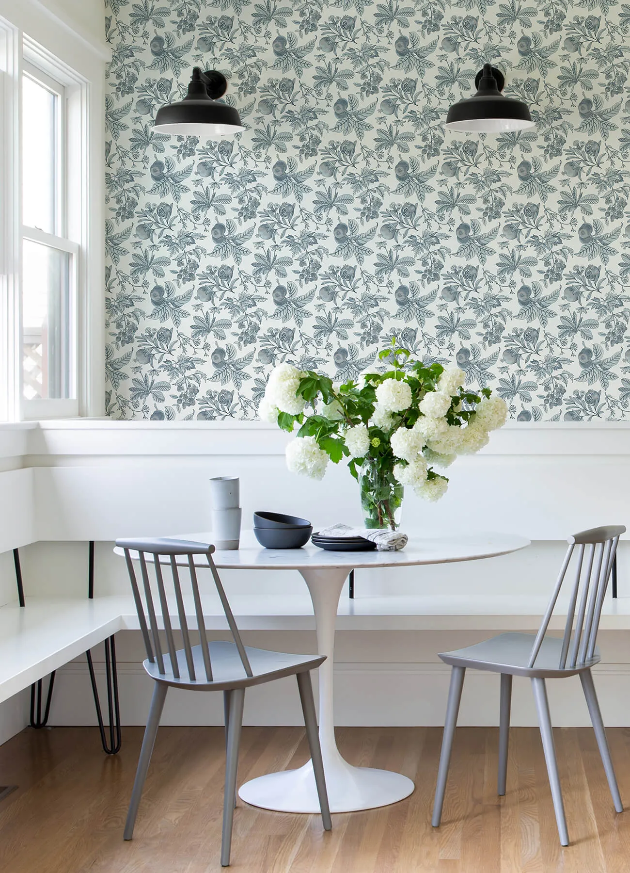 Cecilia Light Blue Fruit Wallpaper