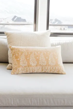 Christa Velvet Embroidered Lumbar Pillow
