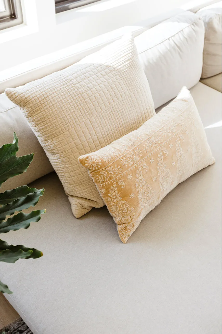Christa Velvet Embroidered Lumbar Pillow