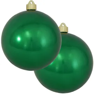 Christmas By Krebs 6" (150mm) Shiny Blarney Green [2 Pieces] Solid Commercial Grade Indoor and Outdoor Shatterproof Plastic, UV and Water Resistant Ball Ornament Decorations
