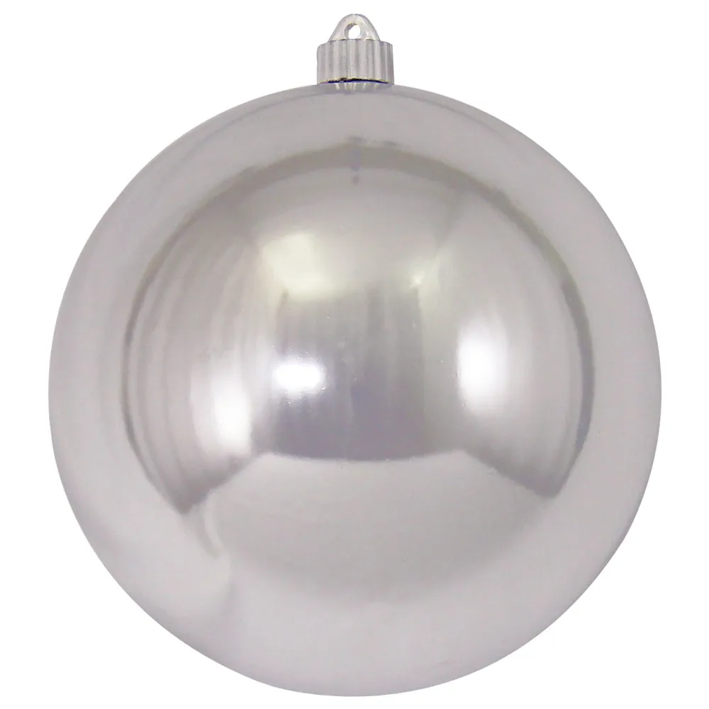 Christmas By Krebs 8" (200mm) Shiny Looking Glass Silver [1 Piece] Solid Commercial Grade Indoor and Outdoor Shatterproof Plastic, UV and Water Resistant Ball Ornament Decorations