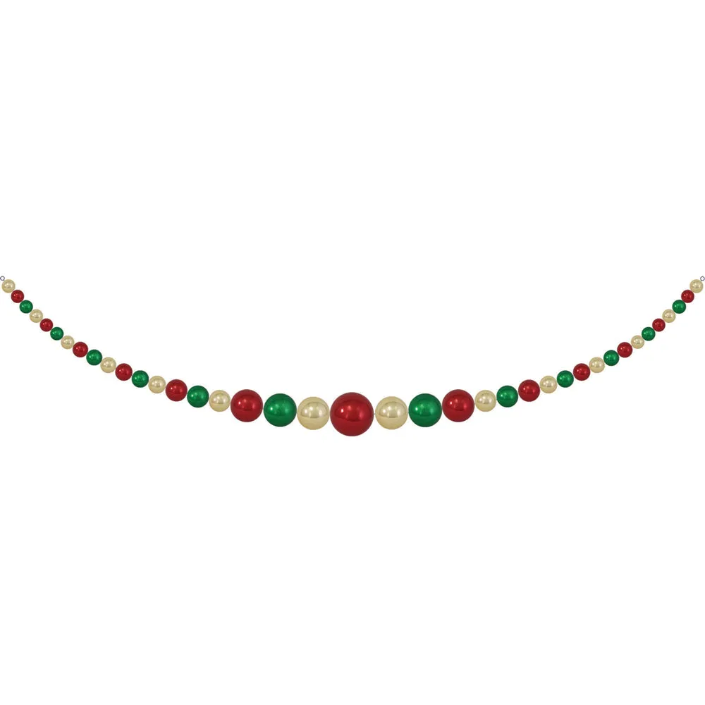 Christmas By Krebs Giant Garland, [1 Piece], Commercial Grade Indoor and Outdoor Shatterproof Plastic Garland Decoration (Gilded Gold, Blarney Green & Sonic Red UV Resistant - 11.5 Feet)