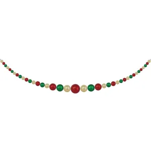 Christmas By Krebs Giant Garland, [1 Piece], Commercial Grade Indoor and Outdoor Shatterproof Plastic Garland Decoration (Gilded Gold, Blarney Green & Sonic Red UV Resistant - 11.5 Feet)