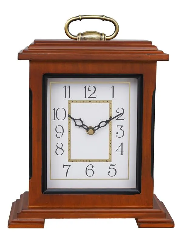 CHRONIKLE Beautiful Brown Wooden Analog English Numbers Rectangular Table Clock for Office Desk Home Living Study Room Decorations Gifts (Size: 22 x 10 x 28 CM | Weight: 1510 Gram)