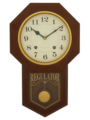 CHRONIKLE Classic Vertical Plastic Case Analog English Numbers Pendulum Wall Clock For Living Room Home Decoration Office Gifts (Size: 27 x 6 x 45 CM | Weight: 915 Gram | Color: Golden Brown)