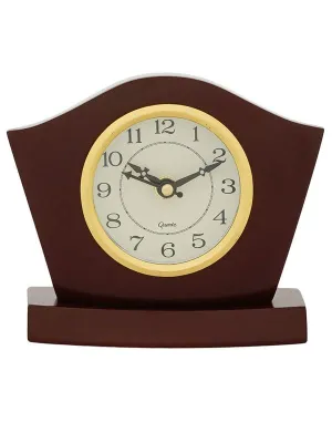 CHRONIKLE Elegant Wooden Analog Square Cola Color Home/Office Decor Table/Desk Clock with Sweep Movement (Size: 14.5 x 6 x 13 CM | Weight: 350 grm | Color: Cola)