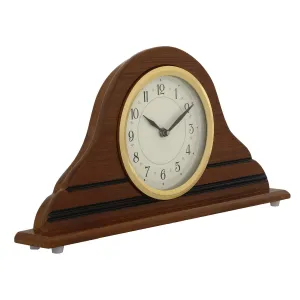 CHRONIKLE Horizontal Elegant Wooden Analog English Numbers Table Clock for Office Desk Study Room Home Decoration Gifts (Size: 40 x 6 x 20.5 CM | Weight: 940 Gram | Color: Brown)