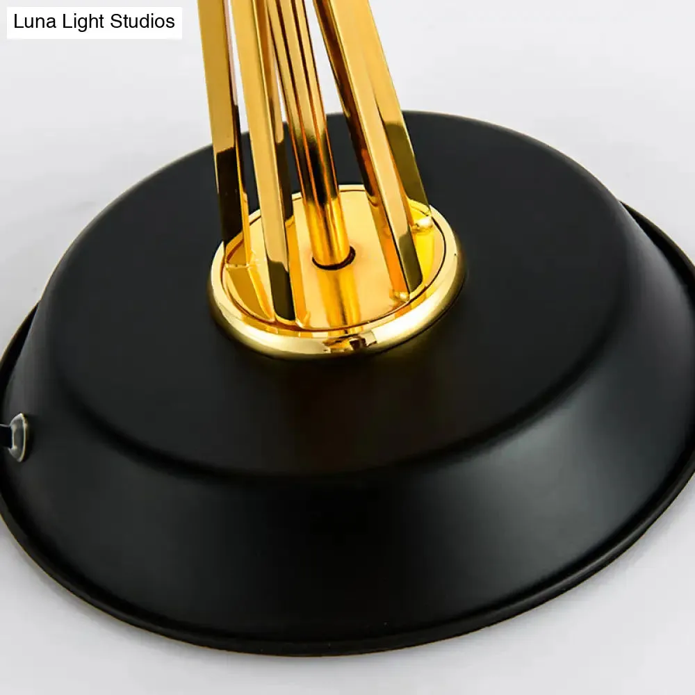 Classic Drum Reading Light Fabric Desk Lamp - Black Metal Base - Bedroom Illumination Solution