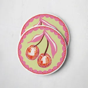 Coaster Set: Disco Cherries