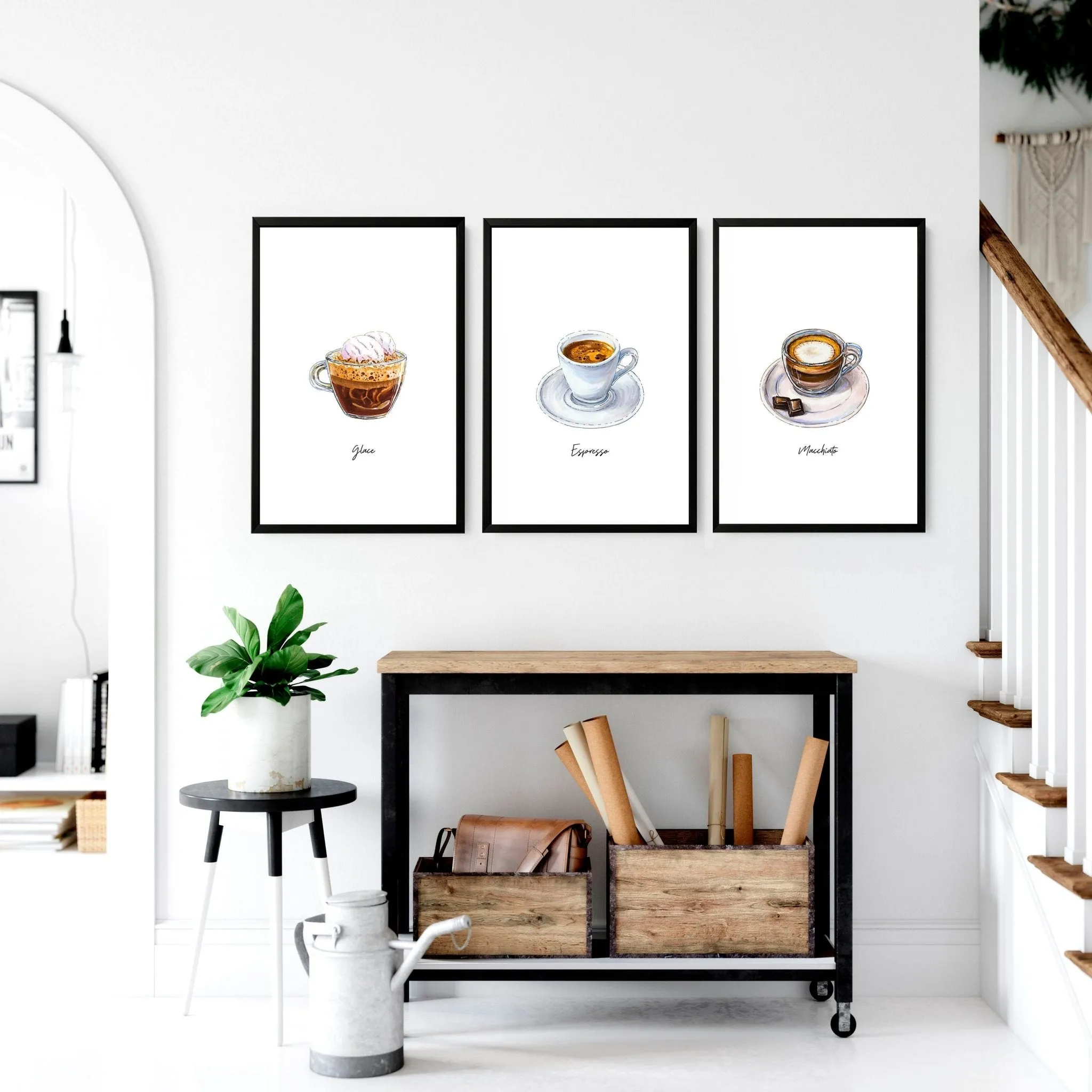 Coffee bar decor ideas | set of 3 wall art prints